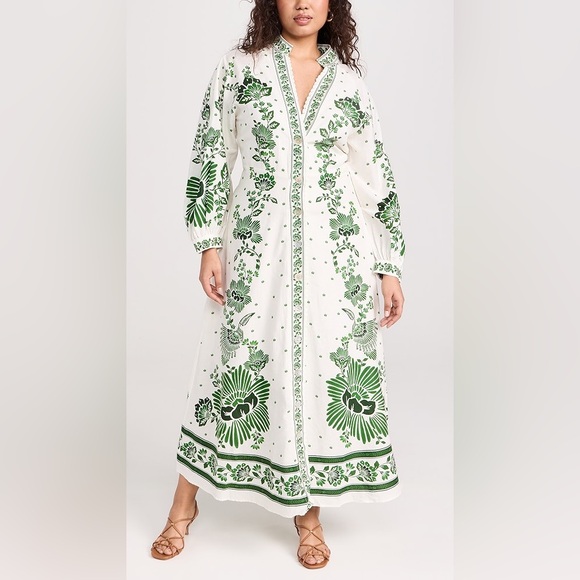 FARM Rio | Dresses | White And Green Floral Maxi Dress | Poshmark